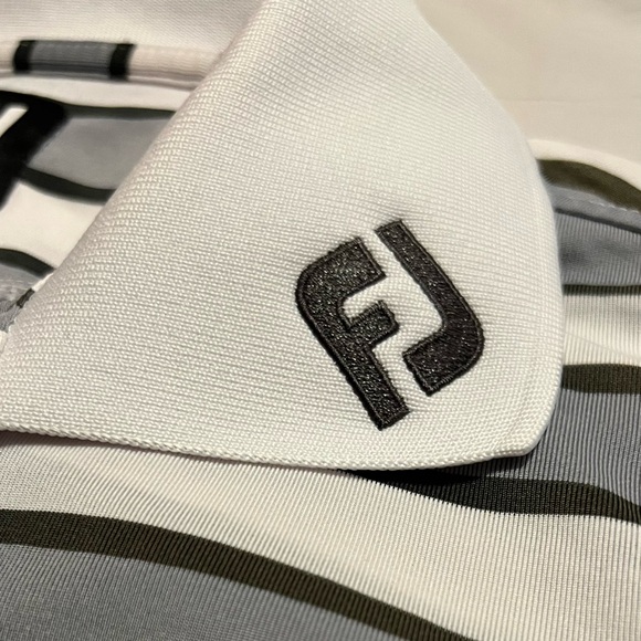 FootJoy Grey and White Striped Golf Polo - Picture 3 of 8